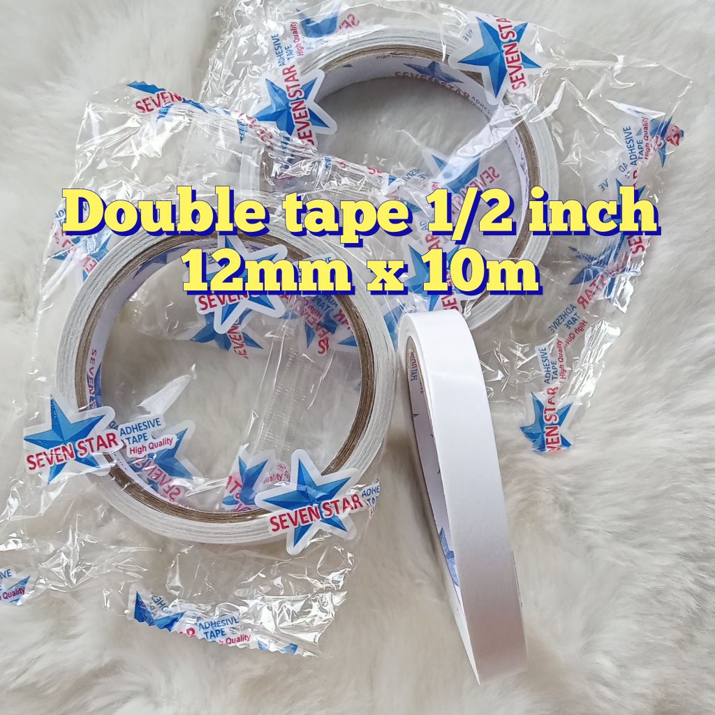 

double tape 1/2 inch 12 mm x 10m/isolasi bolak balik seven star/plaster/selotip