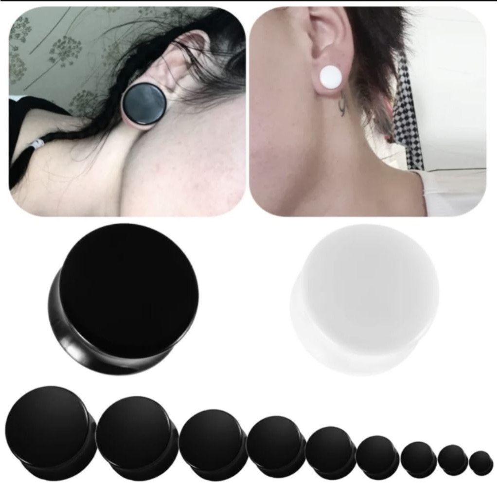 PIERCING PADAT AKRILIK / EAR PLUG AKRILIK / ANTING PLONG BUNTU AKRILIK / PIERCING BUNTU AKRILIK