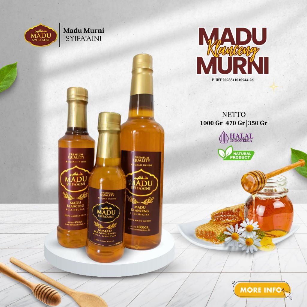 

Madu Klanceng Murni Syifa'aini Ruqyah Inside Mentah Asli Raw Honey Kemasan Botol Plastik Bening