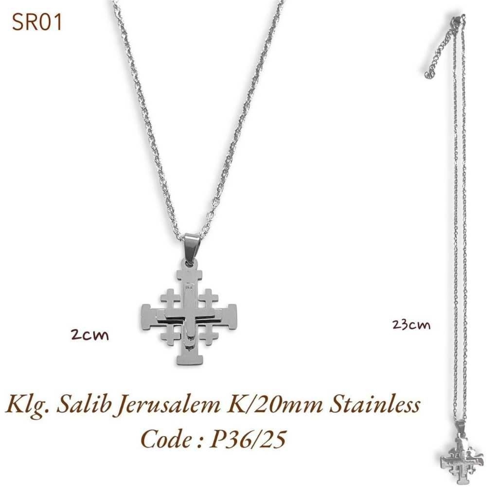 Kalung Salib Jerusalem Kecil 20mm P36/25 - Kalung Titanium - Kalung Salib - Liontin Salib - Kalung J