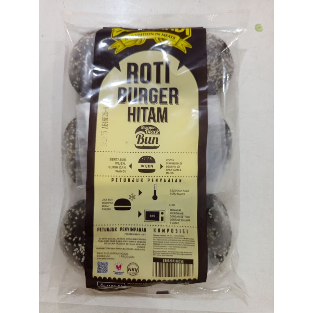 

BERNARDI roti burger hitam plus wijen isi 6