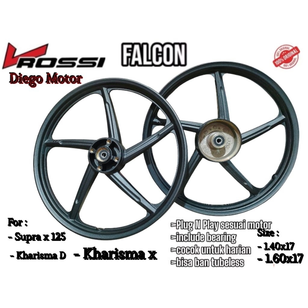 Velg  Kharisma - Supra x 125 Set Depan Belakang/velg racing vrossi supra x 125 kharisma d/x sepasang