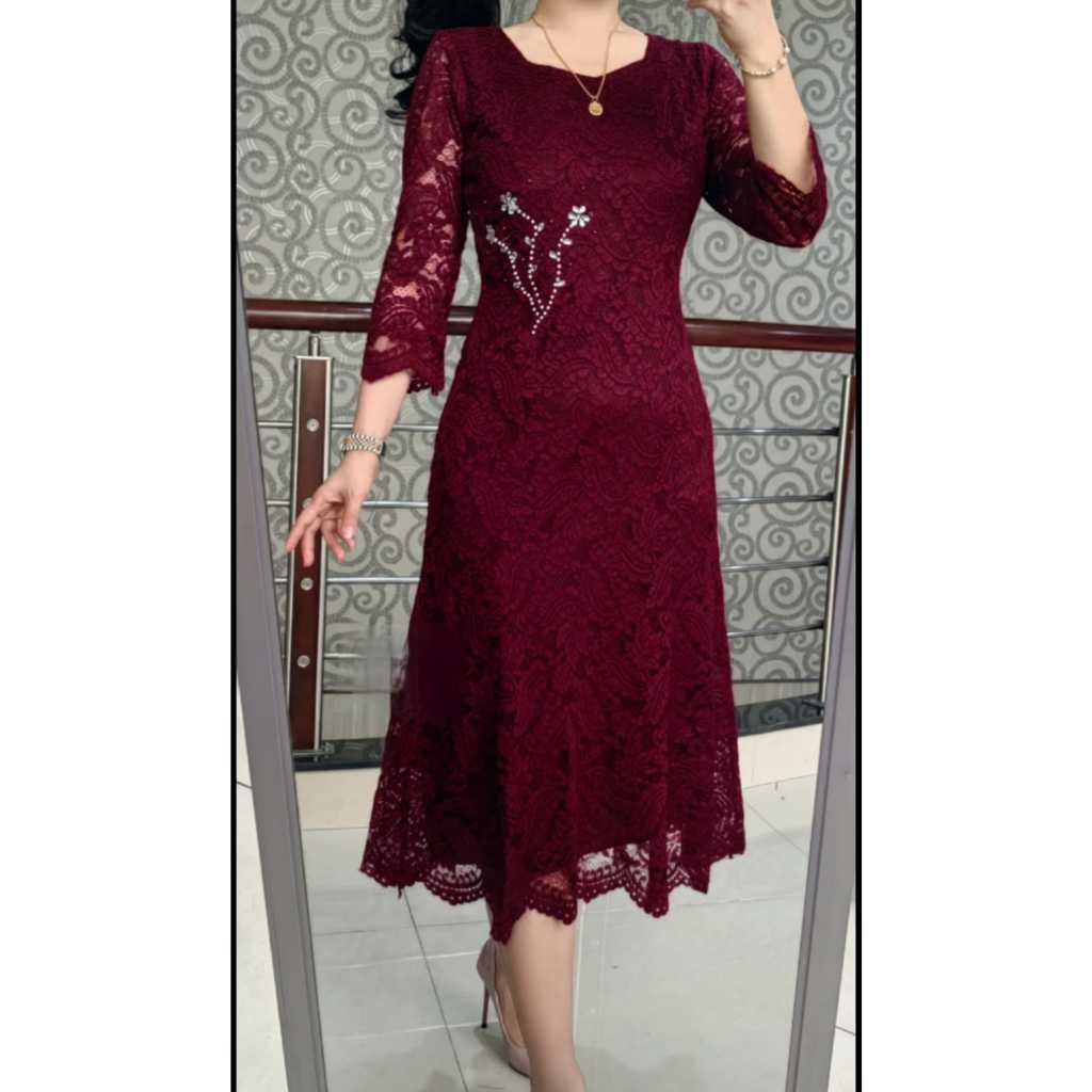 DRESS SEMI PRANCIS KEBAYA BROKAT PESTA WANITA/KEKINIAN