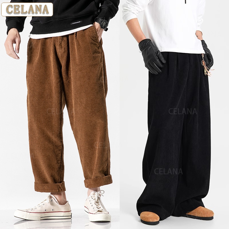 Celana Corduroy Pria Panjang Celana Karet Pria Jumbo Celana Gombrong Pria Korea Style Celana Casual 