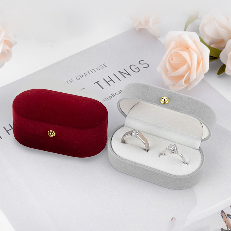 Kotak Cincin Couple - Ring Box 2 Cincin Premium Beludru Cincin Couple Jewelry Set Box