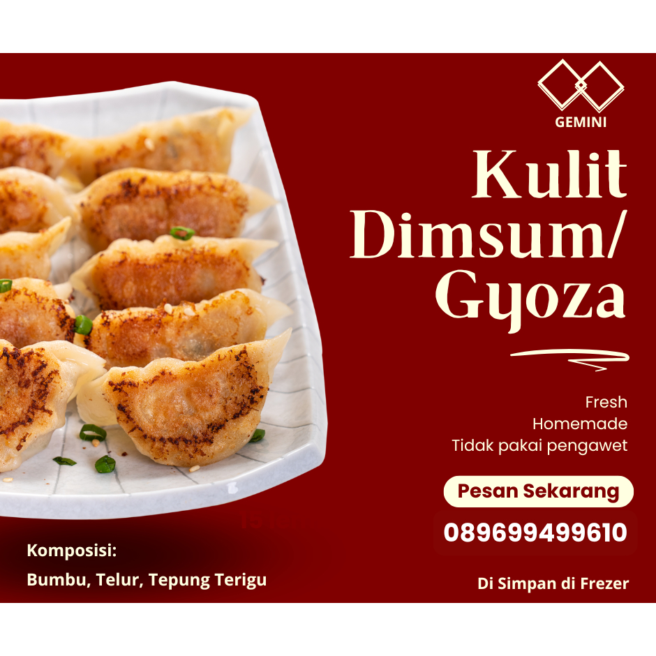 

KULIT DIMSUM/GYOZA GEMINI, UKURAN 8CM DAN 10CM