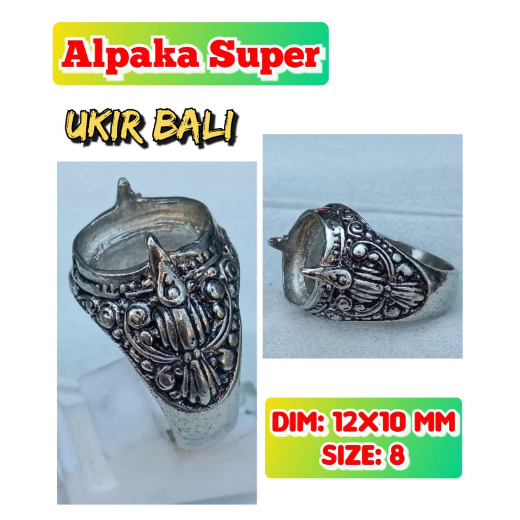 cincin emban batu akik batu permata alpaka super ukir Bali.07