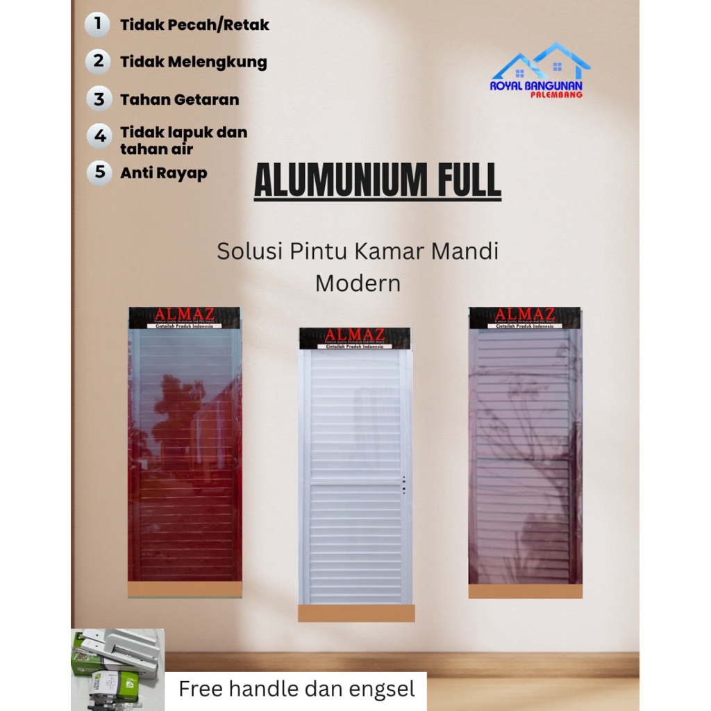PINTU KAMAR MANDI ALUMUNIUM, Pintu Mandi Modern, Desain minimalis, elegan dan Tahan lama