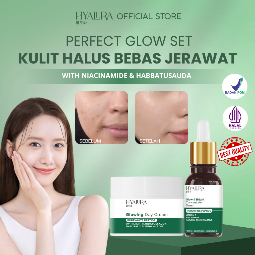 HYALURA Skincare Korea Serum dan Day Cream - Cream Penghilang Flek Hitam Bekas Jerawat Wajah Glowing