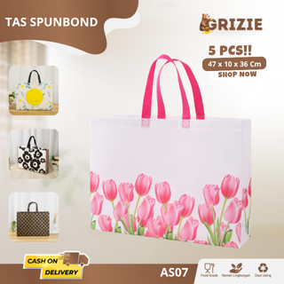 

(5Pcs) Tas Spunbond / Goodie Bag Spunbond / Spoundbond Bag / Tas Belanja Spunbond Model Kotak Box Kantong AS / Kualitas Baik AS07
