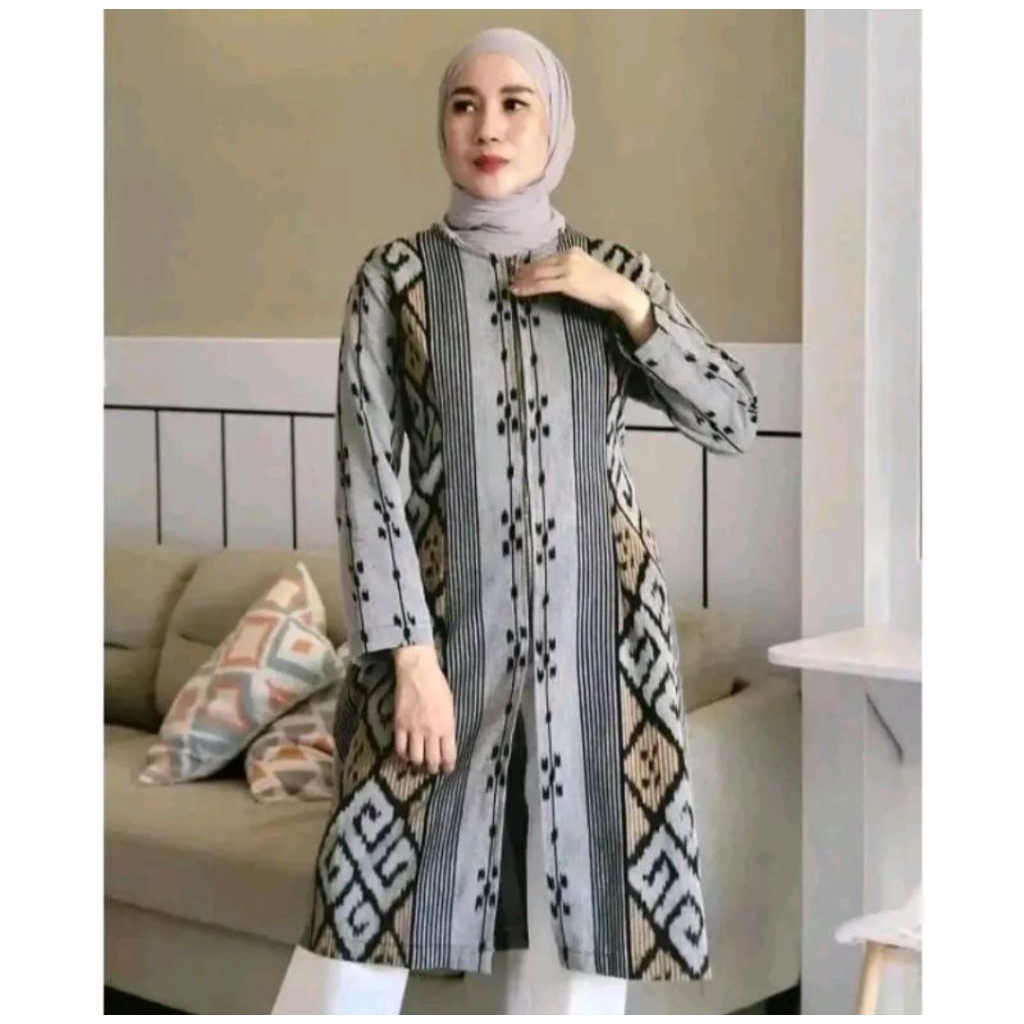 NAURA TUNIK TENUN - Atasan Tenun - Blouse Tenun - Atasan wanita - Atasan kantor - Atasan kerja - Baj