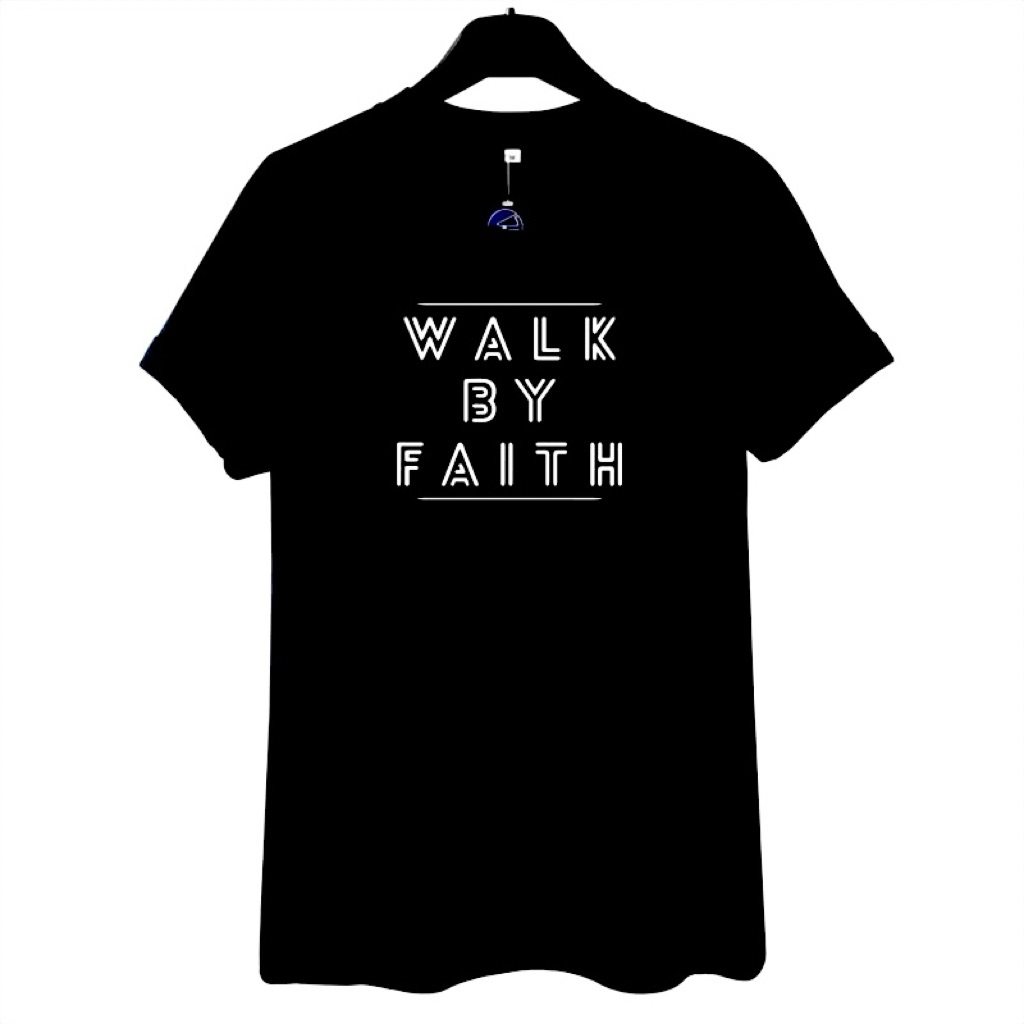 Kaos Rohani Walk by Faith S-XXXXL Big Size Jumbo Oversize  & Size Anak 2-10tahun Baju Unisex Couple 
