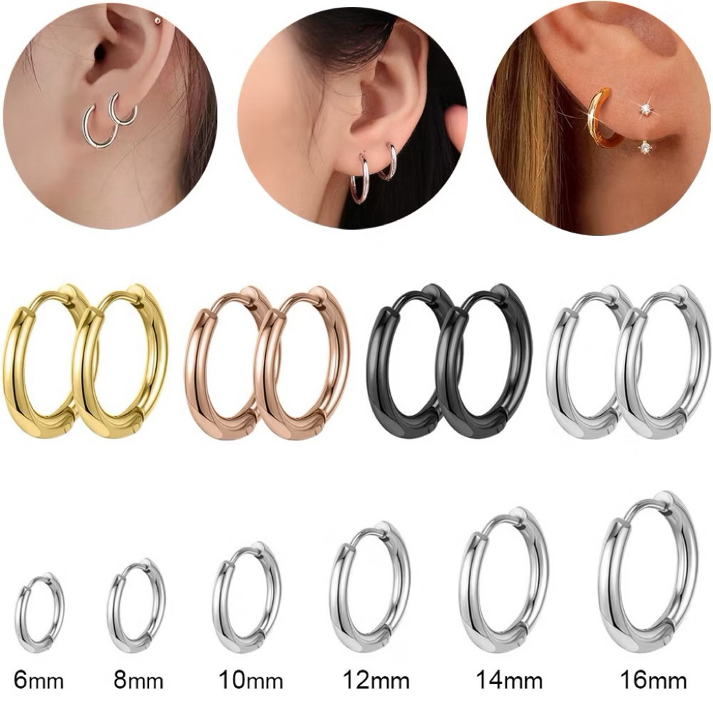 1PC ANTING HOOP - ANTING SALIB - ANTING MAGNET - EARRINGS - PIERCING EAR PLUG - ANTING PRIA WANITA H
