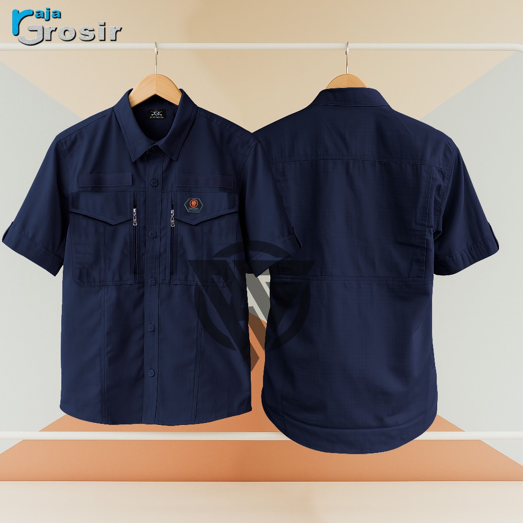 Kemeja Tactical W-Tac Lengan PENDEK / Baju Tactical PDL Lapangan Outdoor NAVY