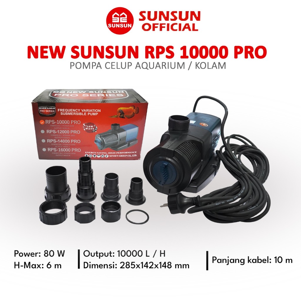 NEW SUNSUN RPS 10000 PRO Pompa Air Celup Kolam Aquarium