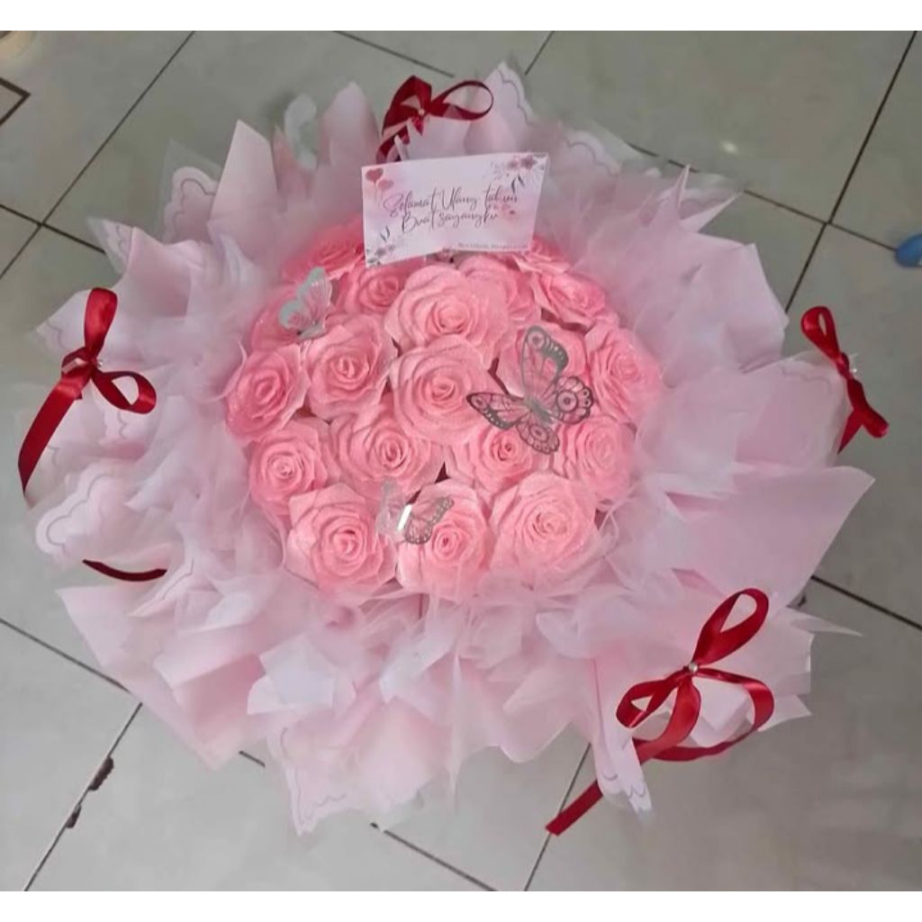 

buket bunga pita satin 15 tangkai