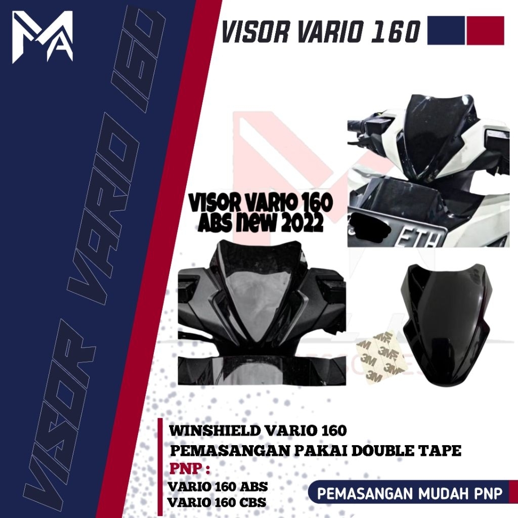 VISOR VARIO 160 ABS NEW 2022 HITAM VISOR VARIO 160 CBS MODEL SEPERTI ORIGINAL HONDA NEW WINSIL VARIO