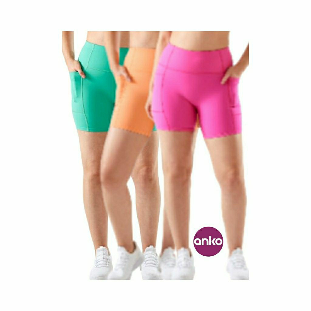 Brandor - HIGH WAIST BIKER SHORTS PANTS  6"- POCKETS - Anko ( ansh46 ) Gym Yoga Fitness Running