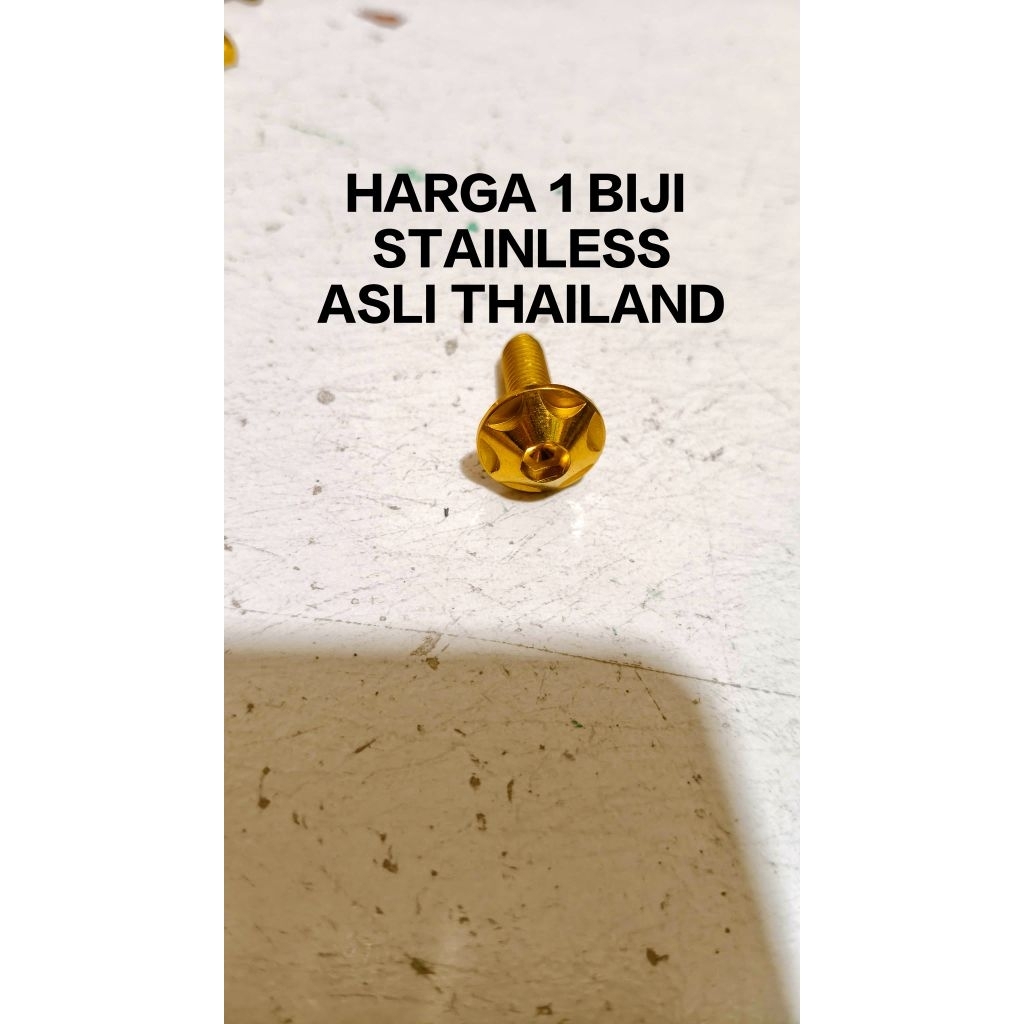 baut body gold stainless L5 M6 baut body motor gold stenlis M6 baut body motor bintang stainless