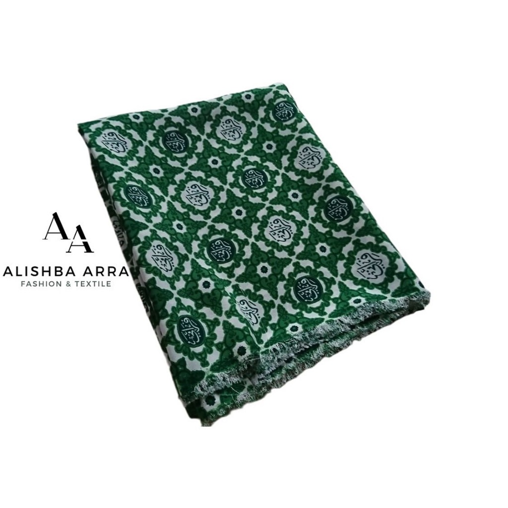 Kain Batik Qiroati Hijau Meteran Untuk Baju Seragam Sekolah Tpq Premium Motif Elegan