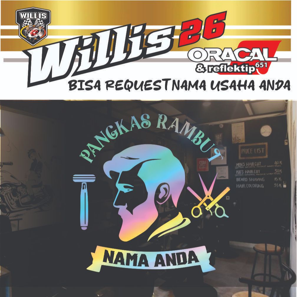 

STICKER CUTTING CUSTOM NAMA PANGKAS RAMBUT BARBERSHOP POTONG RAMBUT HOLOGRAM