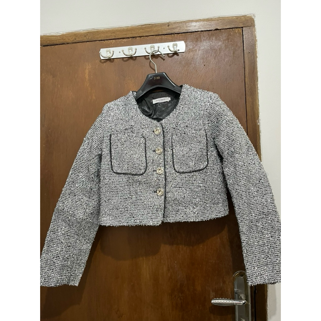Blazer Tweed Sequin Silver