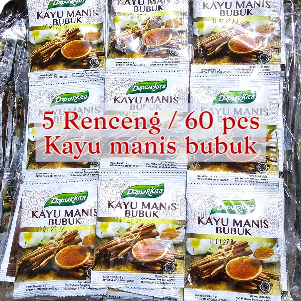 

DapurKita Paket Hemat 5 Renceng Isi 60 Pcs Kayu Manis Bubuk Bumbu Dapur Serbaguna