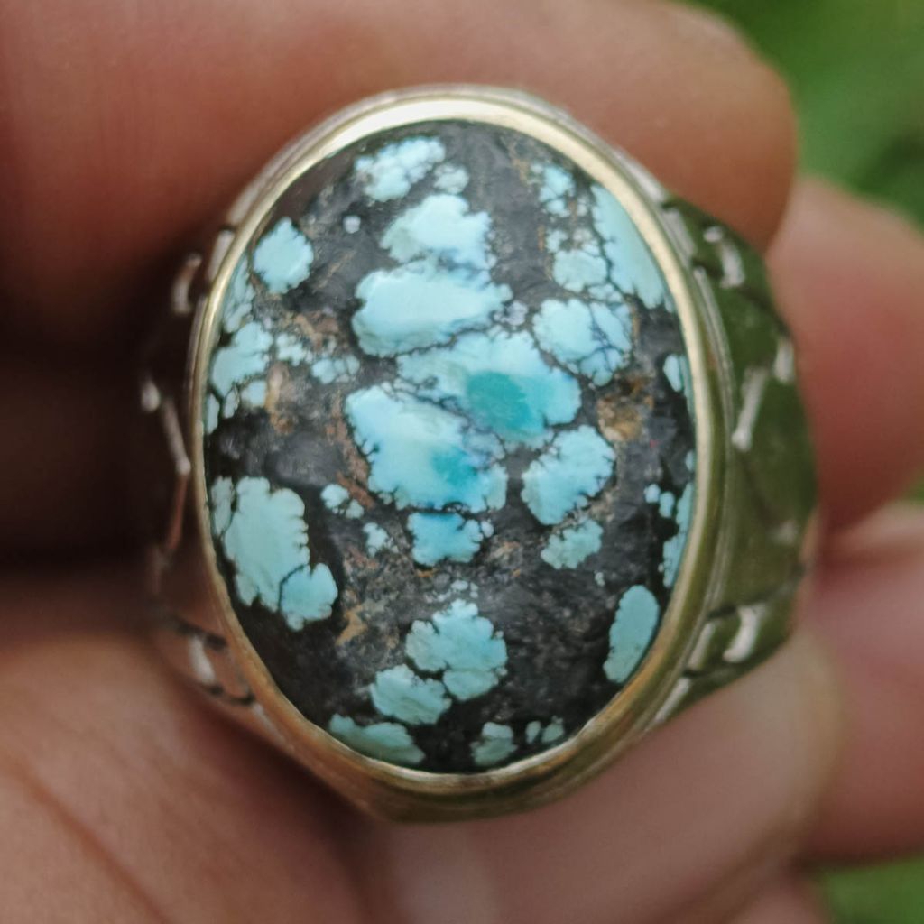 Batu Natural Pirus Hubei Biru Cerah Tajam Kerikil Alami Urat Ceplok Kontras Keren Dim-18