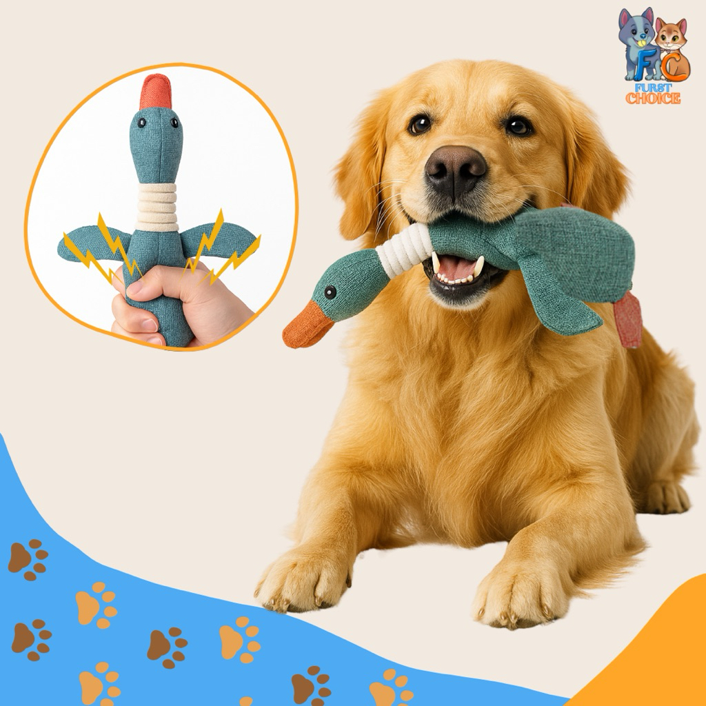 FurstChoice | Boneka mainan anjing / Boneka gigitan anjing / Boneka mainan anjing bentuk bebek / mai