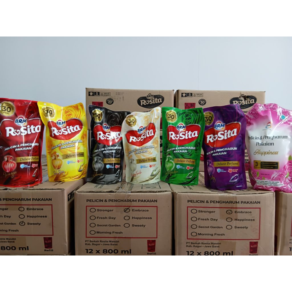 pelicin pewangi laundry by BRM kemasan baru refil 800ml 1dus (12pcs)