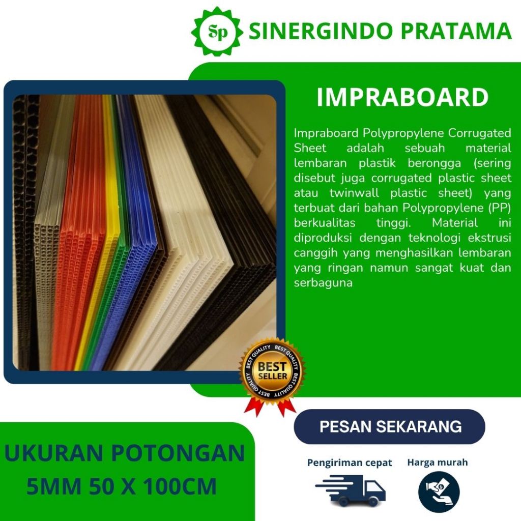 

impraboard / infraboard Corrugated / Papan Impraboard potongan / ukuran 5mm 50 x 100cm