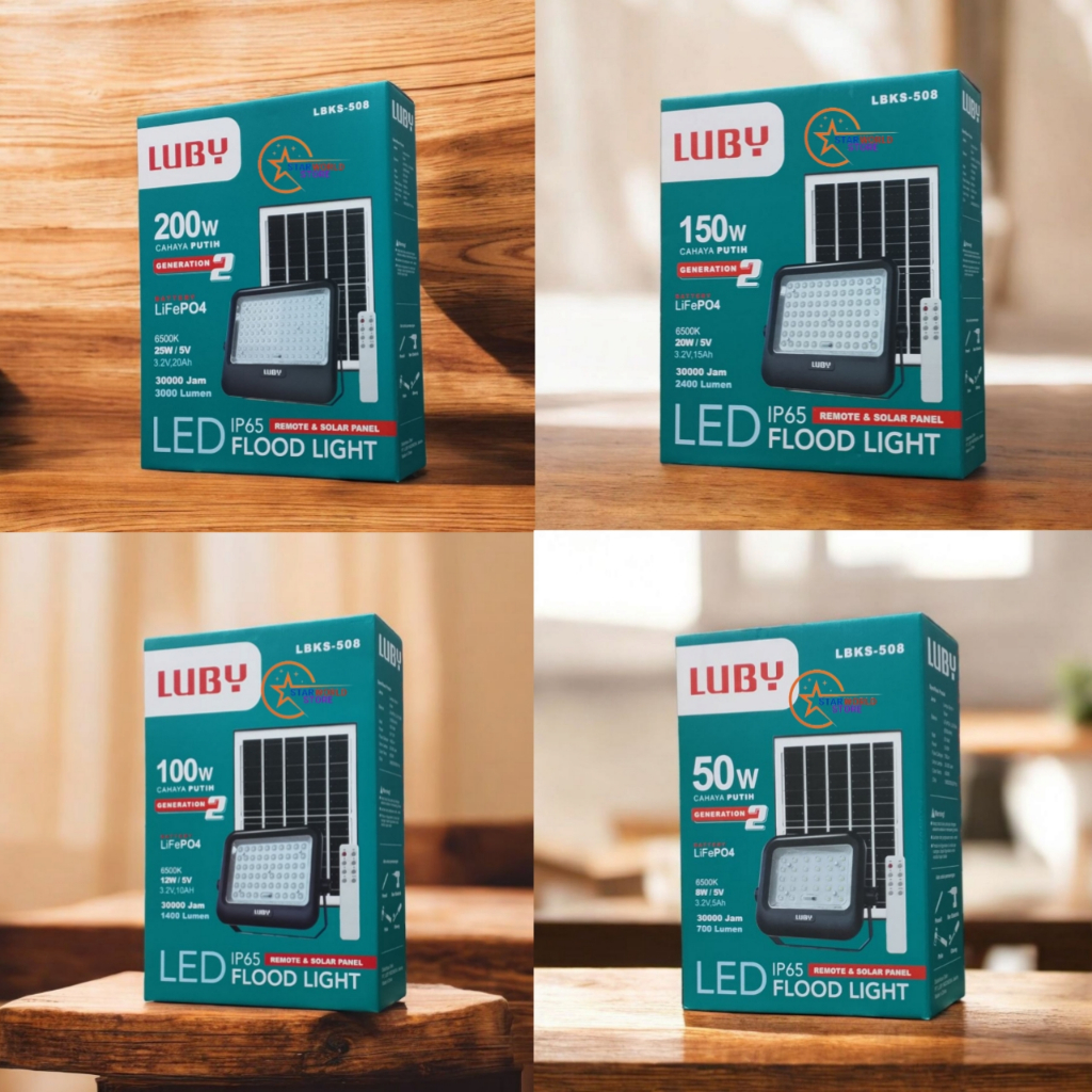 Lampu Sorot Tenaga Surya Matahari LED Floodlight LUBY LBKS-508 GENERATION 2 / LUBY Lampu Sorot Solar