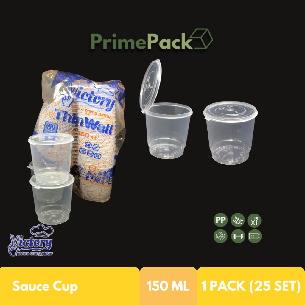 Thinwall Sauce Cup 150ml Victory Bening Plastik Kuat Kokoh Food Grade BPA Free Wadah Saus Puding