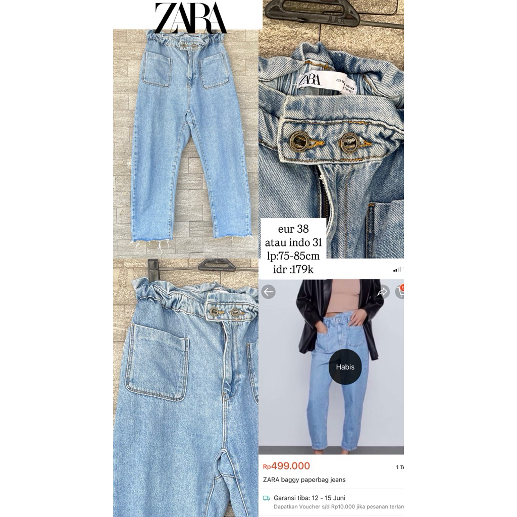 zara baggy jeans paperbag