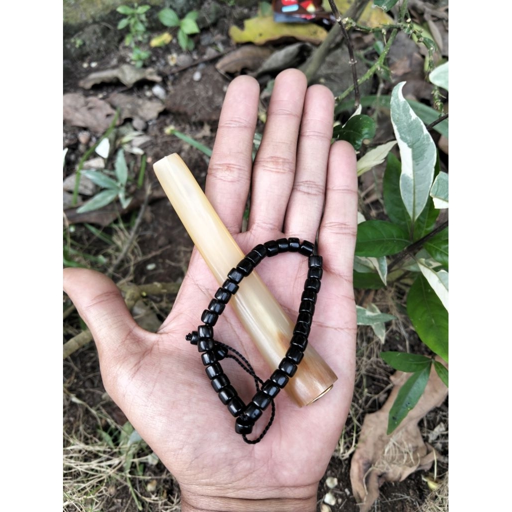 1set gelang kaokah dan Once PIPA Tanduk kerbau asli warna putih/bule hisapan pipih dengan ukuran 9-1
