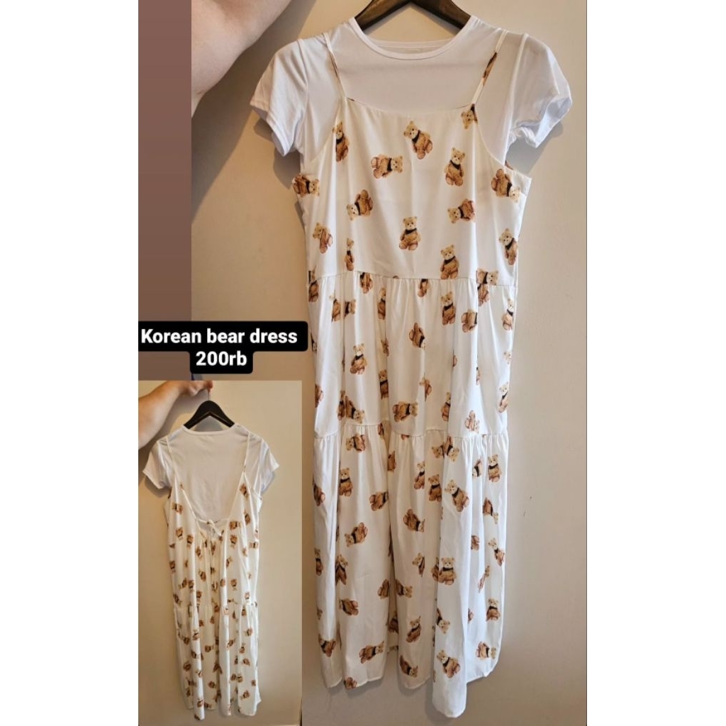 Ready Dress korean bear set / baju dress korea boneka beruang