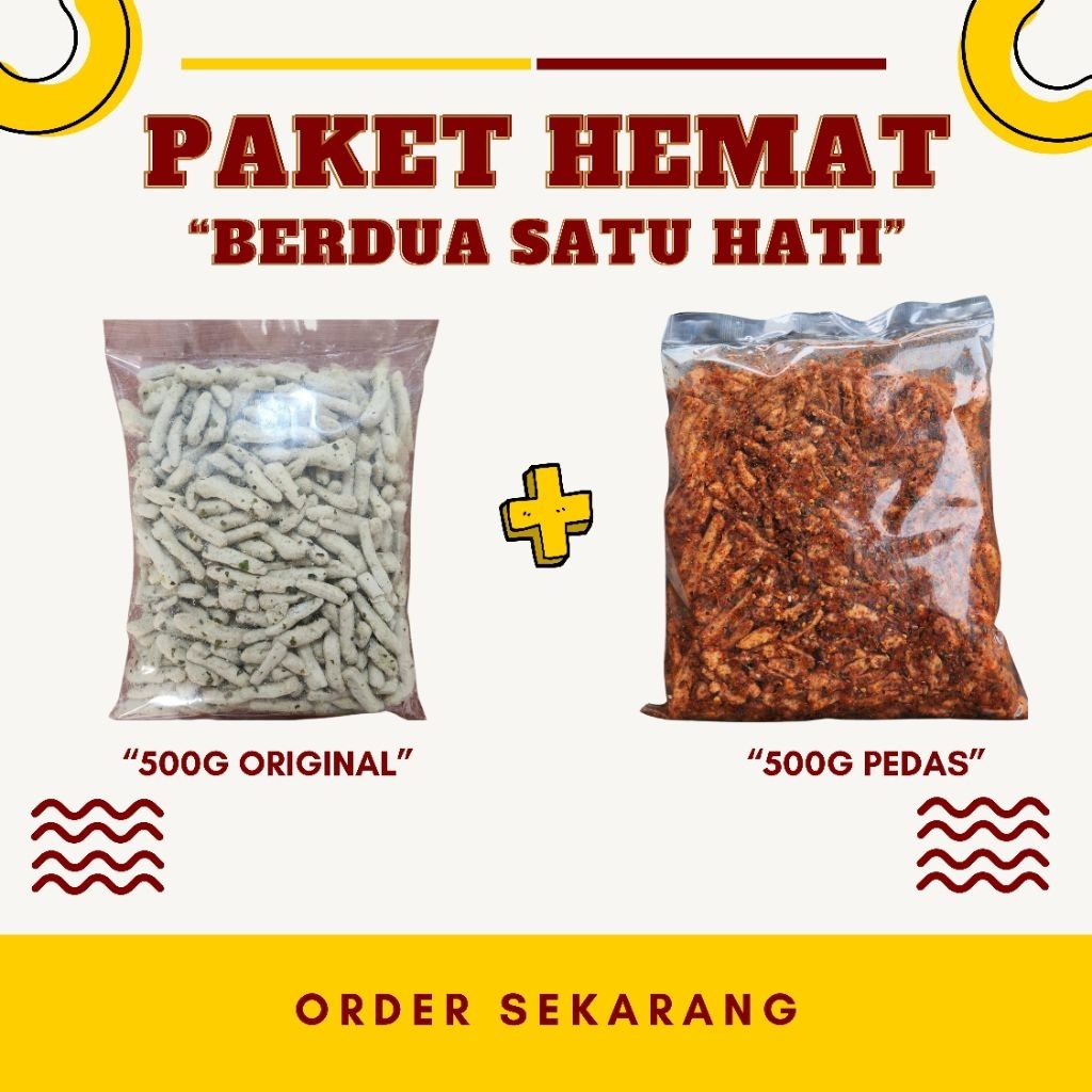 

Basreng 500gr Original + 500gr Pedas Daun Jeruk Paket Hemat Cemilan Viral Gratis Ongkir
