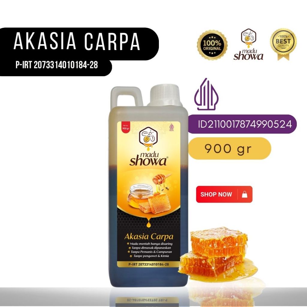 

Showa Honey - Madu Hitam Akasia Carpa 900 Gram - Asli 100 % Halal & Dinkes - Drigen 900 Gram