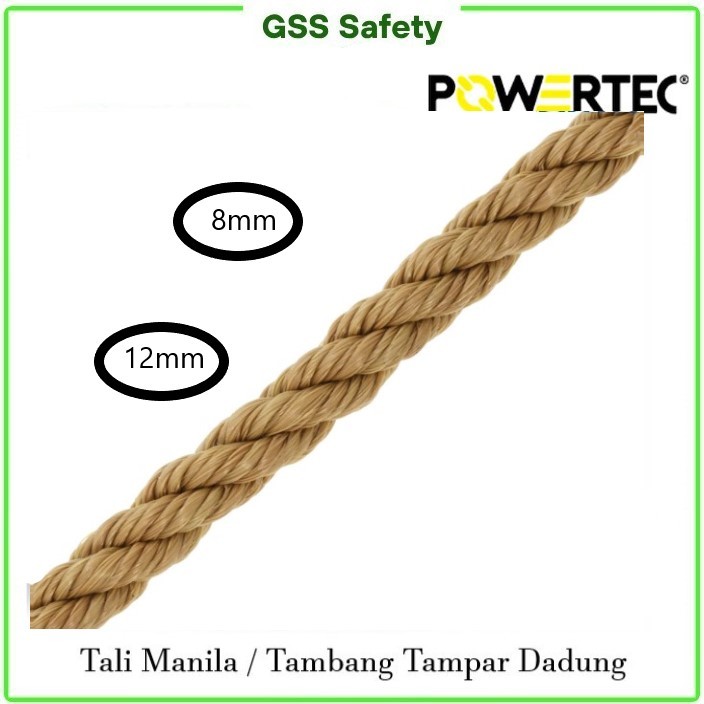 

Powertec Tali Manila / Tambang Tampar Dadung 8mm 12mm Eceran per Meter