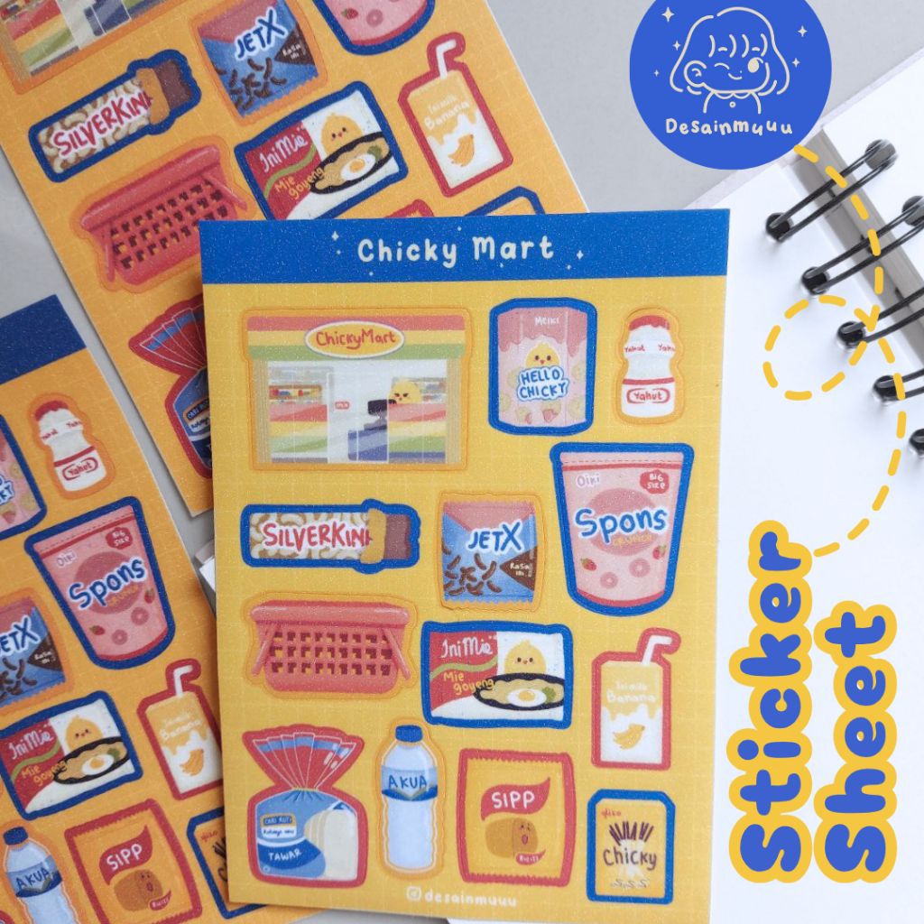 

Sticker sheet Chicky Mart journal deco by desainmuuu