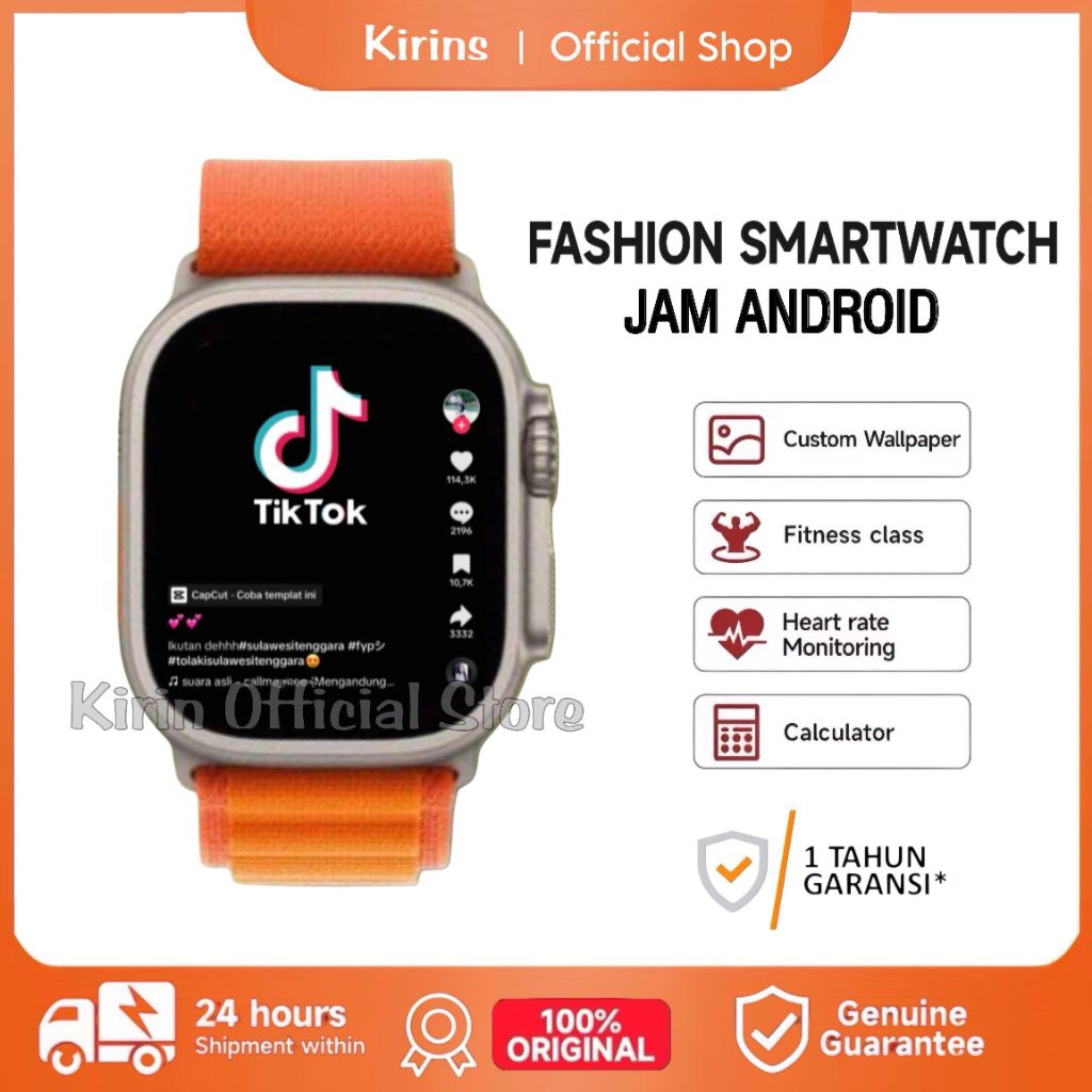Jam tangan Hp Android Pintar WhatsApp Telpon SMS Game Tahan Air SmartWatch Pria Wanita Terbaru