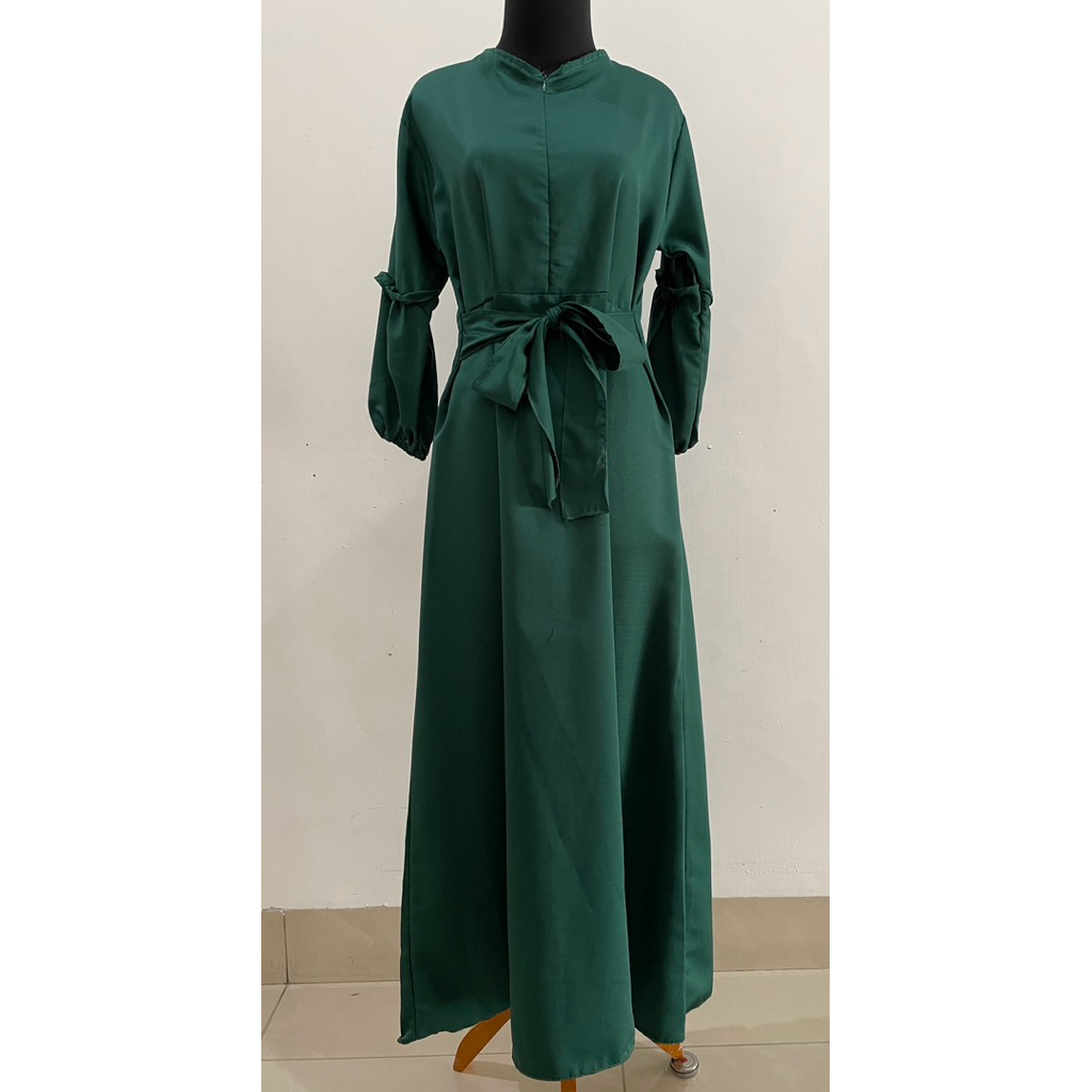 Preloved VVGC gamis hijau botol bertali