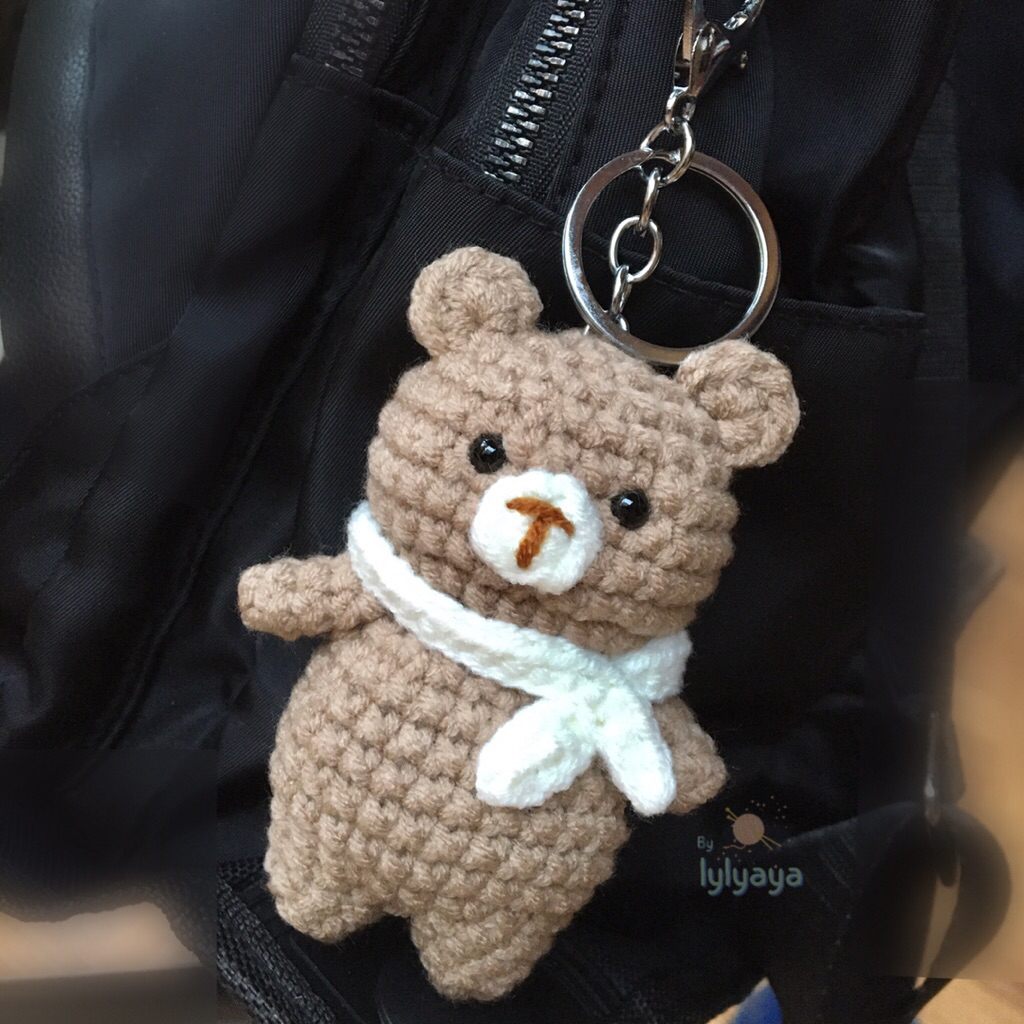 Gantungan Kunci Teddy Bear Rajut Handmade | Ganci Amigurumi Teddy Bear Crochet | Keychain Teddy bear
