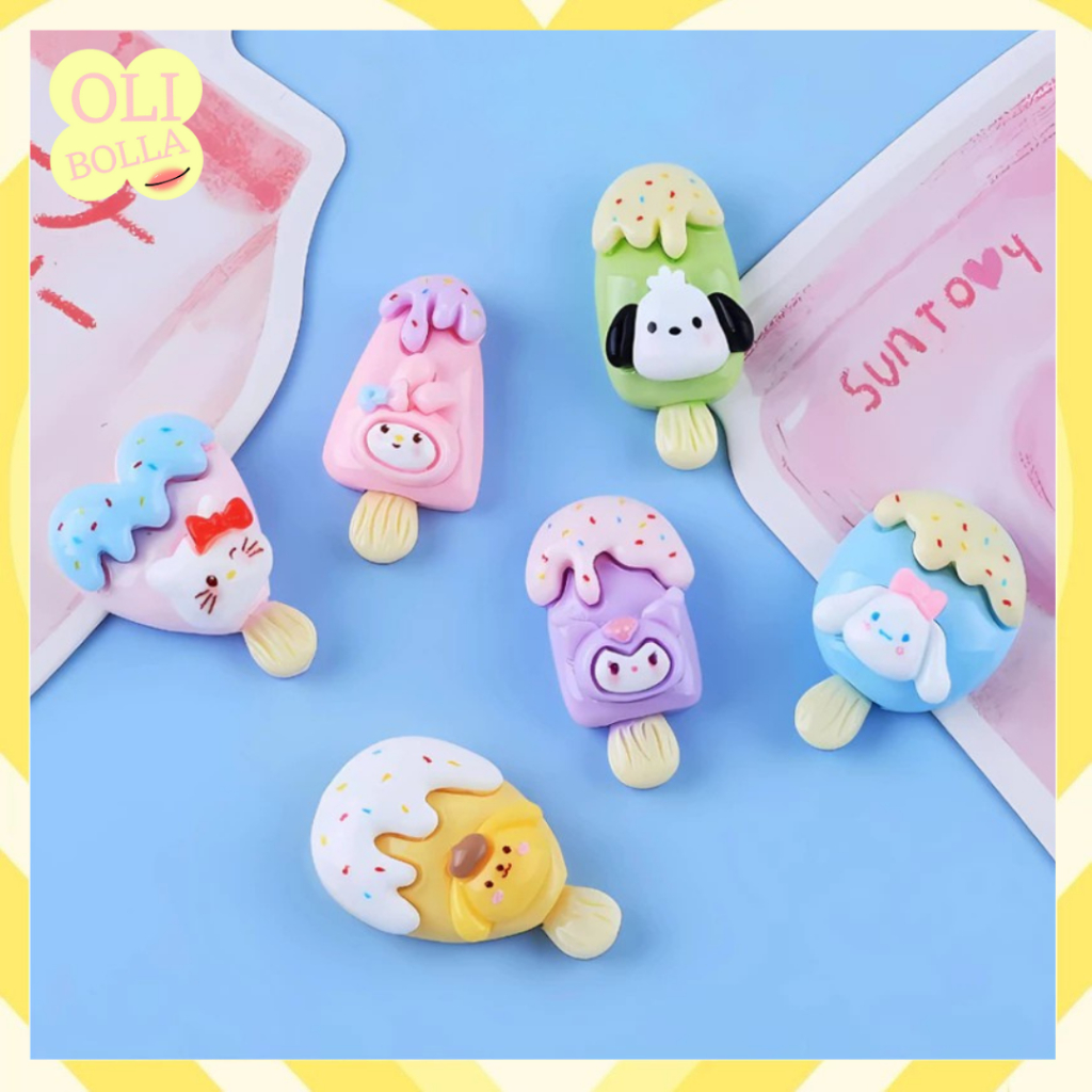 

Stiker 3D Resin Clay Motif Sanrio Ice Cream Aksesoris Buat Dekor DIY Botol Minum Casing HP Lucu