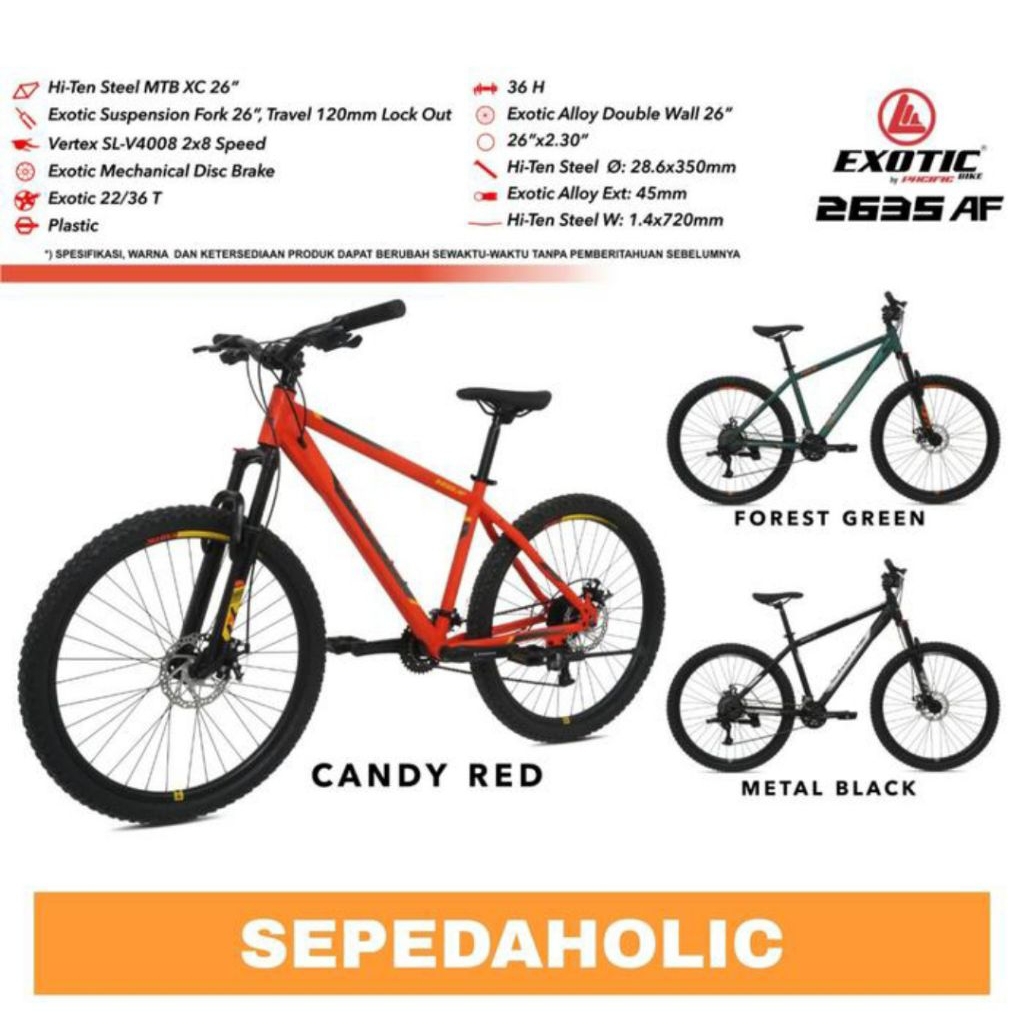 Sepeda 26 Exotic 2635 AF 2x8 speed