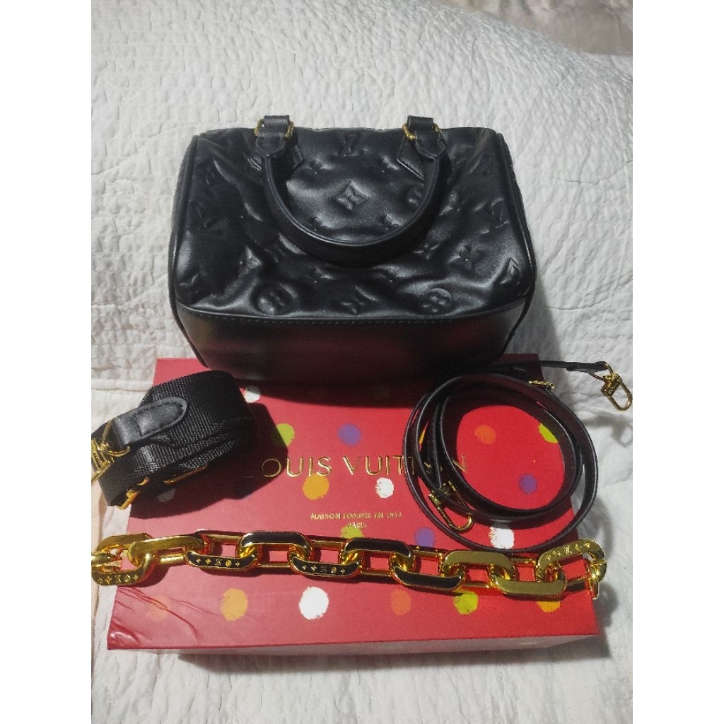 speedy mini hitam embos dengan 3 tali beda LV