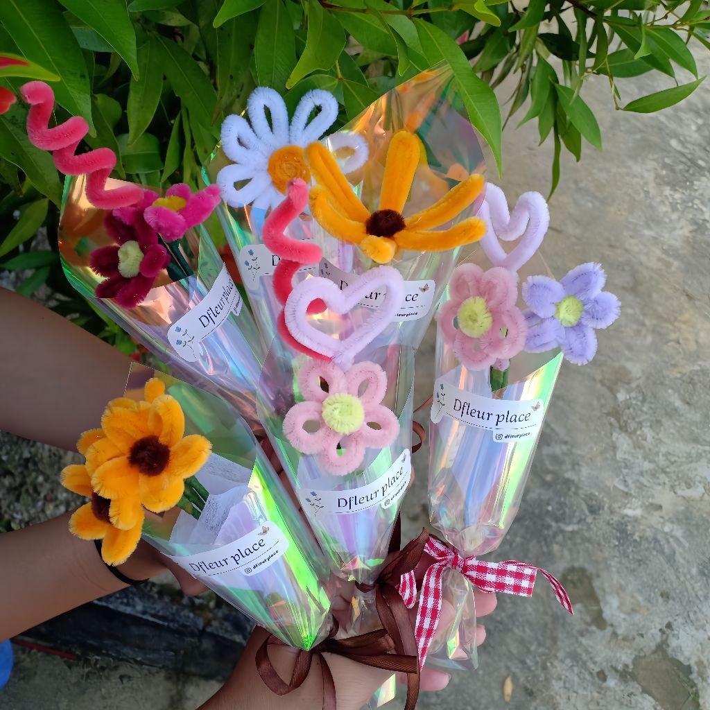 [ dfleur place ] mini buket | buket Mini kawat bulu | buket murah | buket kecil