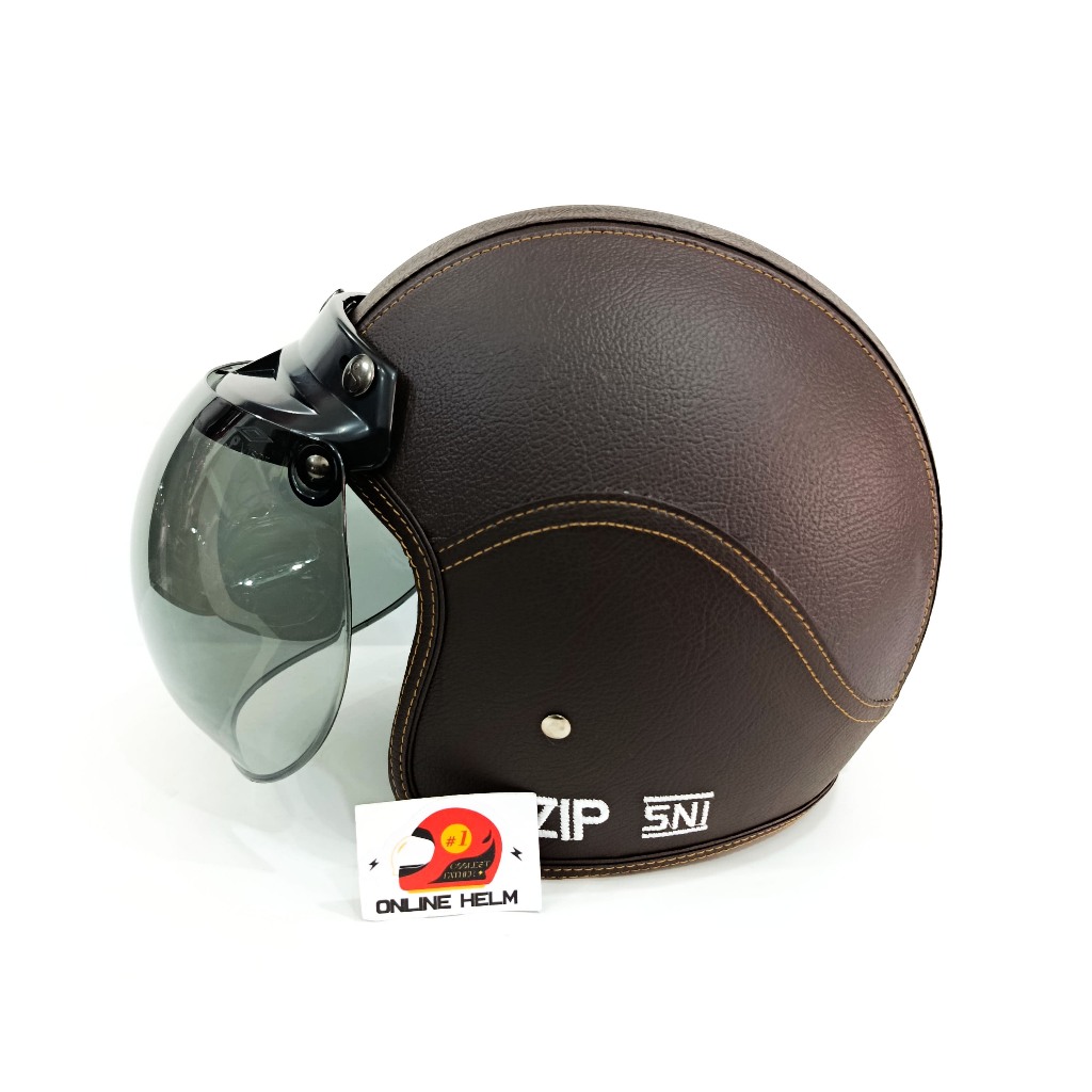HELM BOGO FULL KULIT WARNA COKLAT