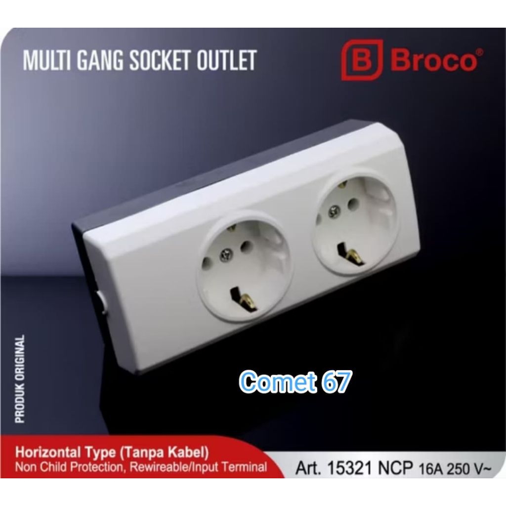 Stop Kontak / Terminal BROCO / Stop Kontak 2 Lubang Putih BROCO