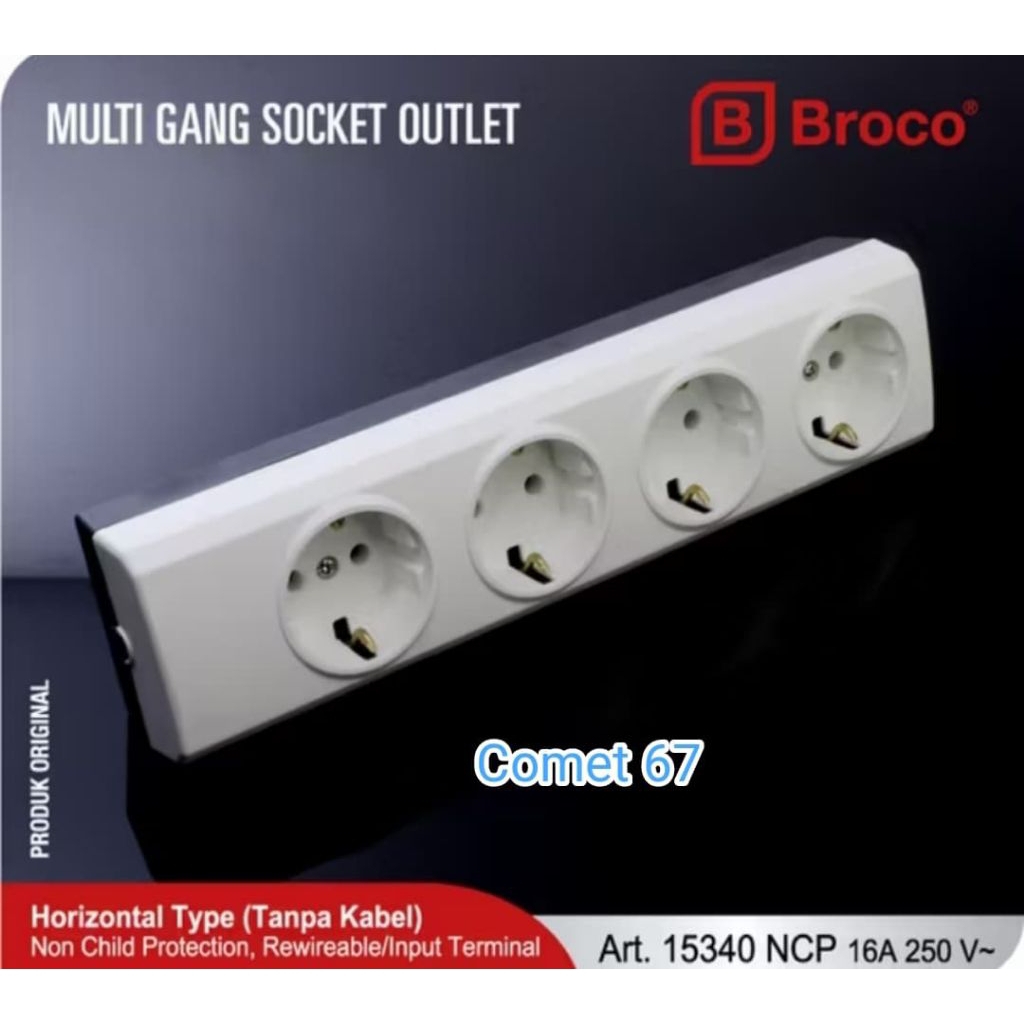 Stop Kontak BROCO / Terminal BROCO / Stop Kontak 4 Lubang Putih BROCO